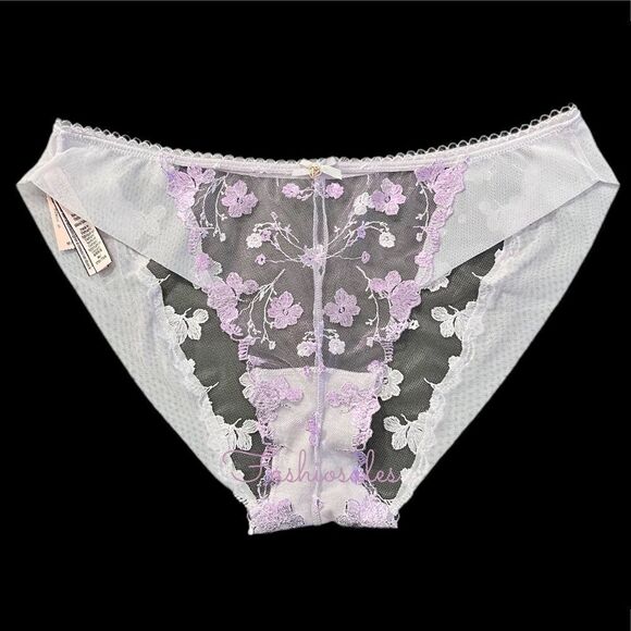 Victorias Secret Supersoft Body Sexy Sheer floral Embroidery mesh Bikini Purple - Picture 1 of 10